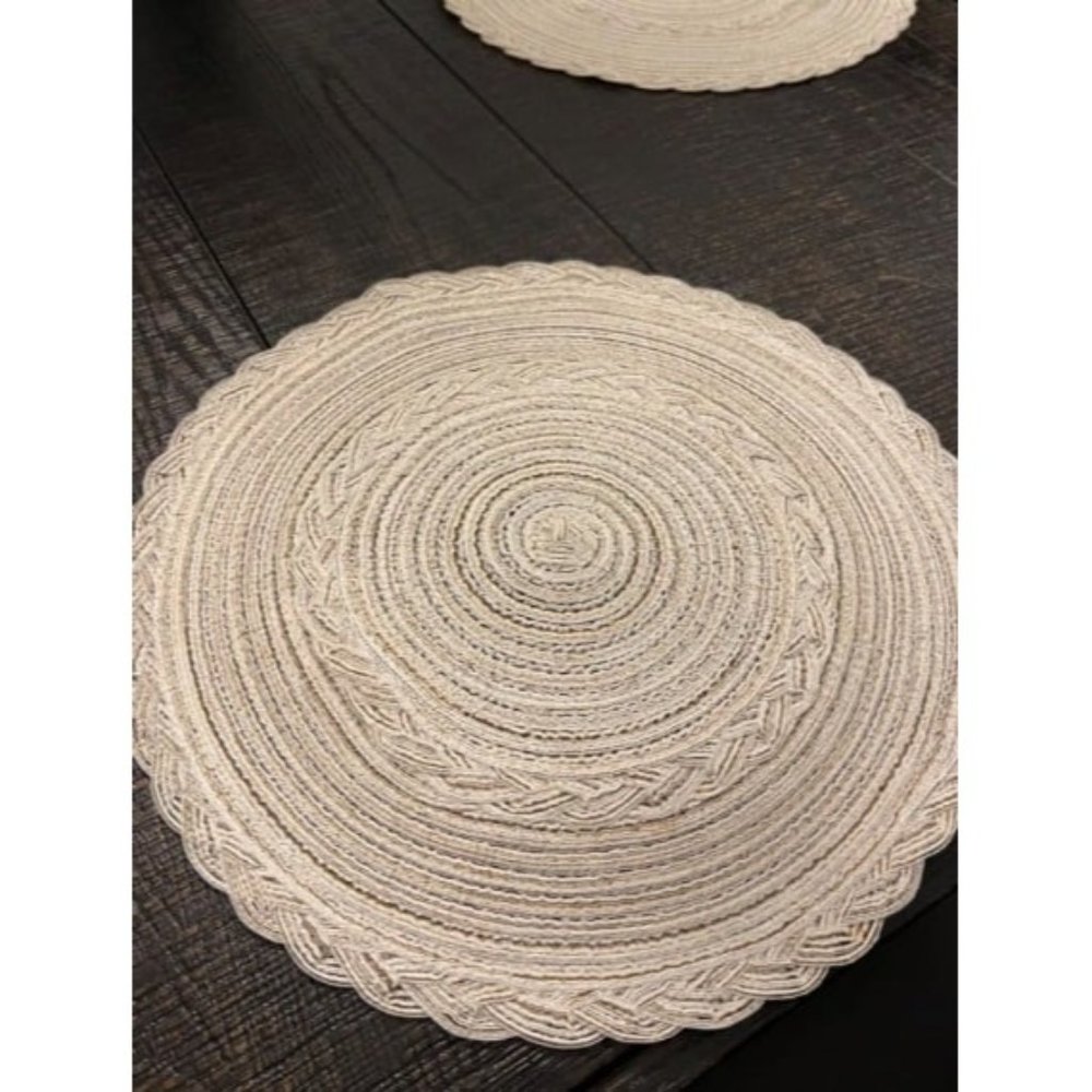 Round Braided Placemats 15 inch Set of 4 Thick Washable Kitchen Table Placemats